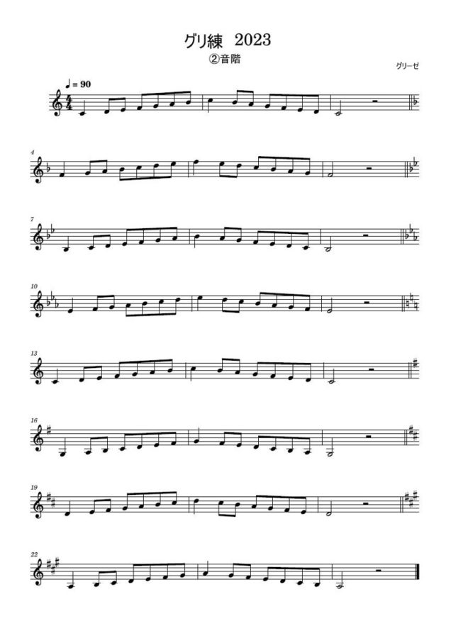 ホルンの基礎練習－代表的な音階