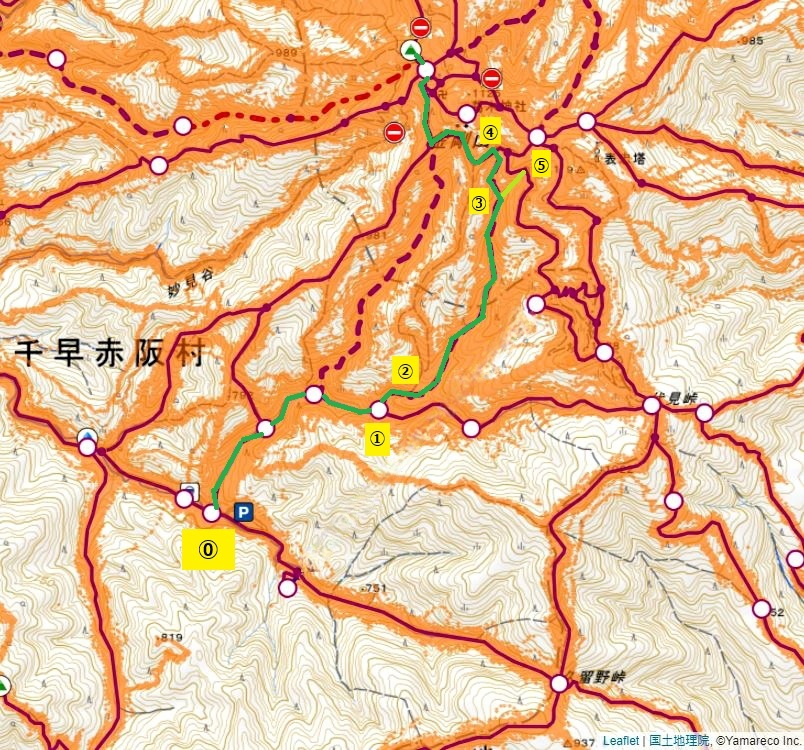 金剛山登山ルート（細尾谷ルート）派生